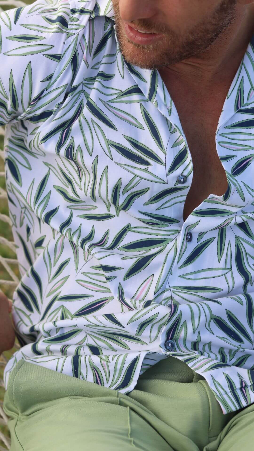 Model wearing a stylish beachy outfit